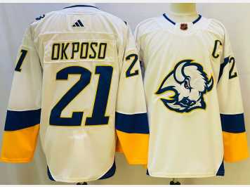 Men%27s Buffalo Sabres #21 Kyle Okposo White 2022 Reverse Retro Authentic Jersey